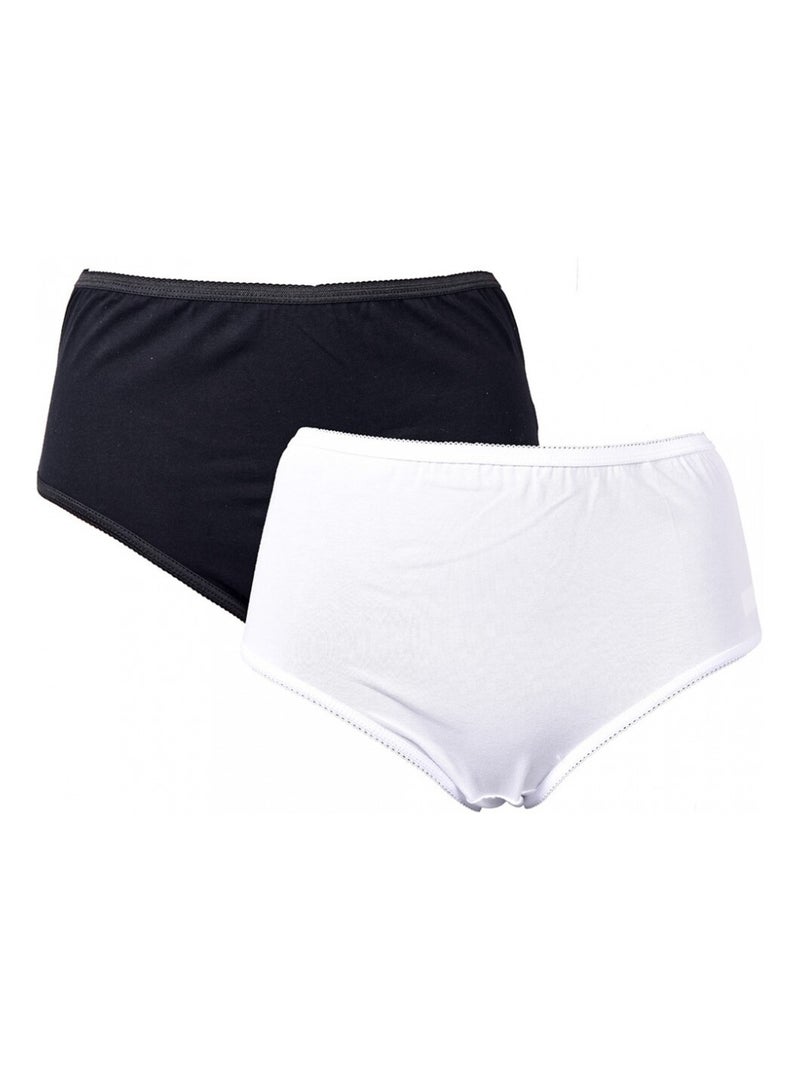 Culottes Femme Confort Maitien en Coton Qualité supérieure - Pack de 2 Noir Blanc - Kiabi