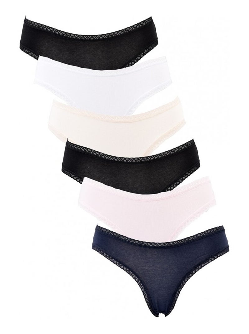 Culottes Femme INFINITIF - Pack de 6 Noir Multicolore Blanc - Kiabi