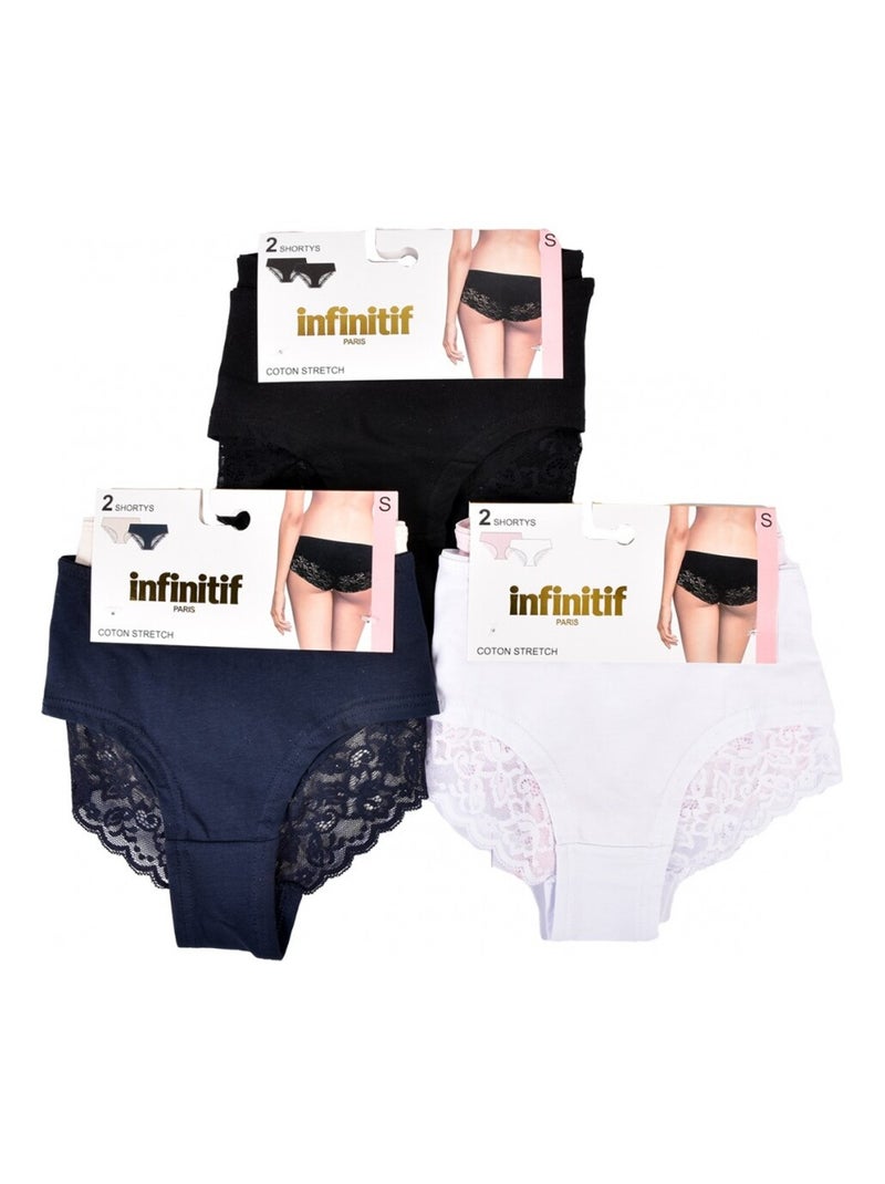 Culottes Femme INFINITIF - Pack de 6 Noir Multicolore Noir - Kiabi