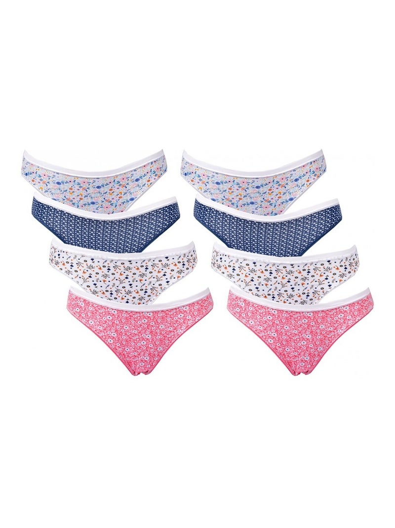Culottes Femme INFINITIF - Pack de 8 Blanc Rose Bleu - Kiabi