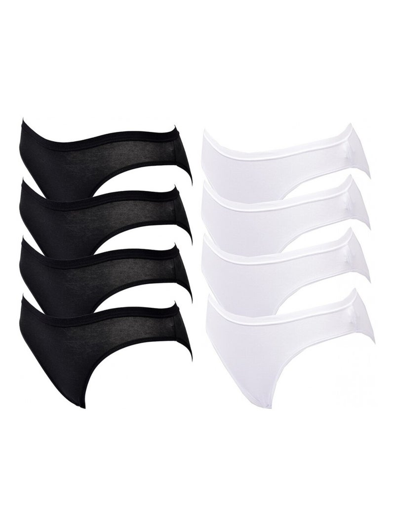 Culottes Femme INFINITIF - Pack de 8 Noir Blanc - Kiabi