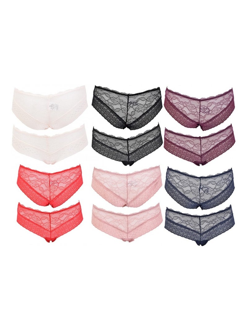 Culottes Femme INFINITIF avec Dentelle - Pack de 6 Blanc Multicolore Noir - Kiabi