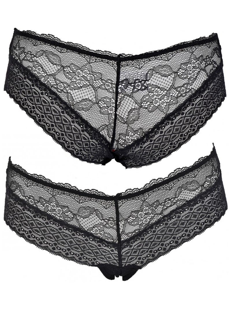 Culottes Femme INFINITIF avec Dentelle - Pack de 6 Blanc Multicolore Noir - Kiabi