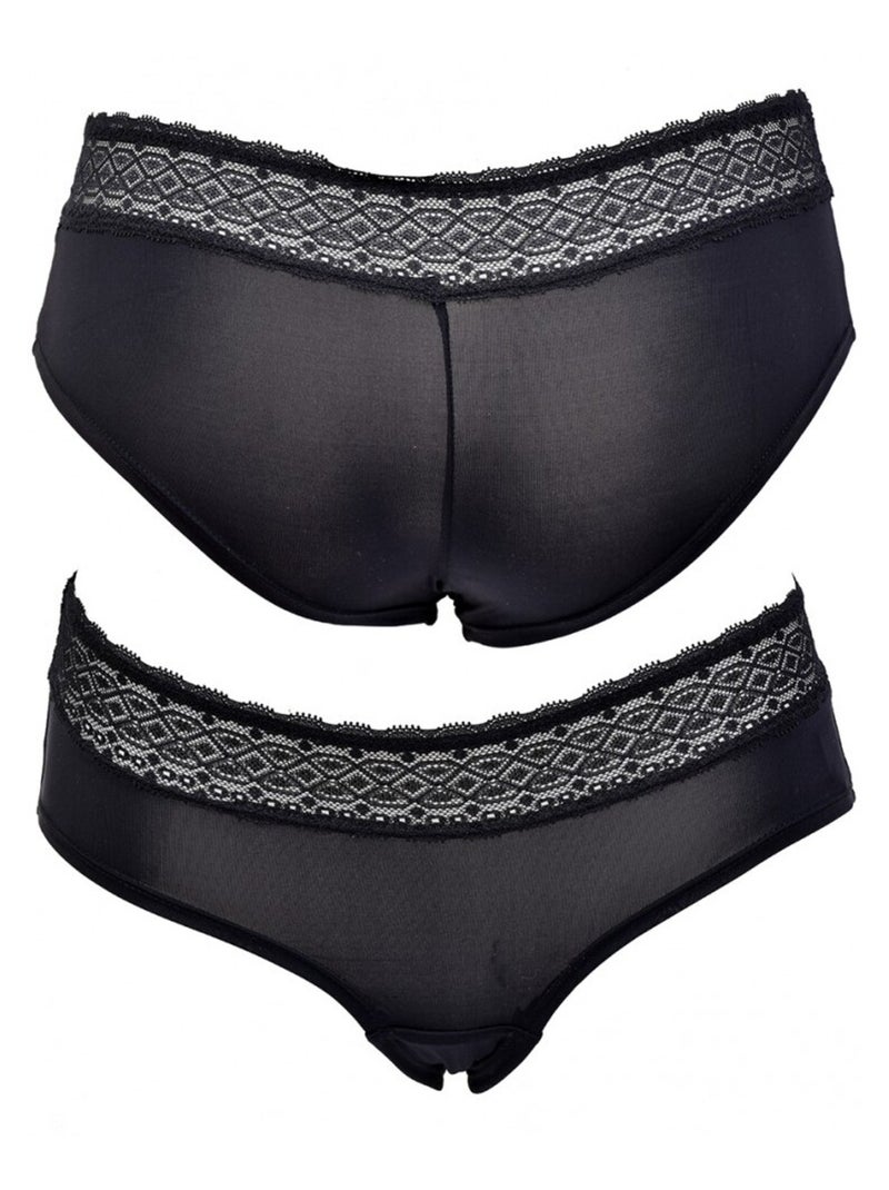 Culottes Femme INFINITIF avec Dentelle - Pack de 6 Noir Blanc Gris - Kiabi