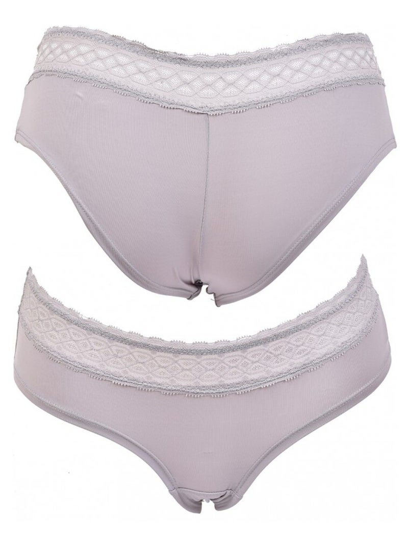Culottes Femme INFINITIF avec Dentelle - Pack de 6 Noir Blanc Gris - Kiabi
