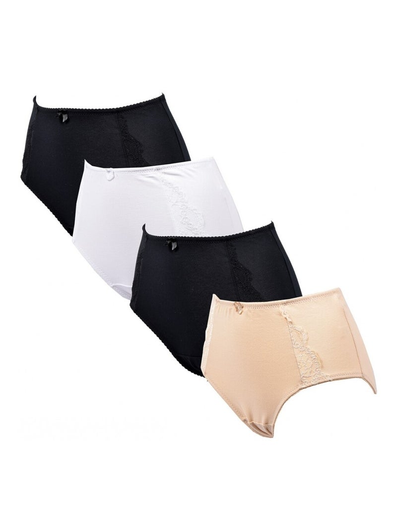Culottes Femme KINDY - Pack de 4 Noir Blanc Noir - Kiabi