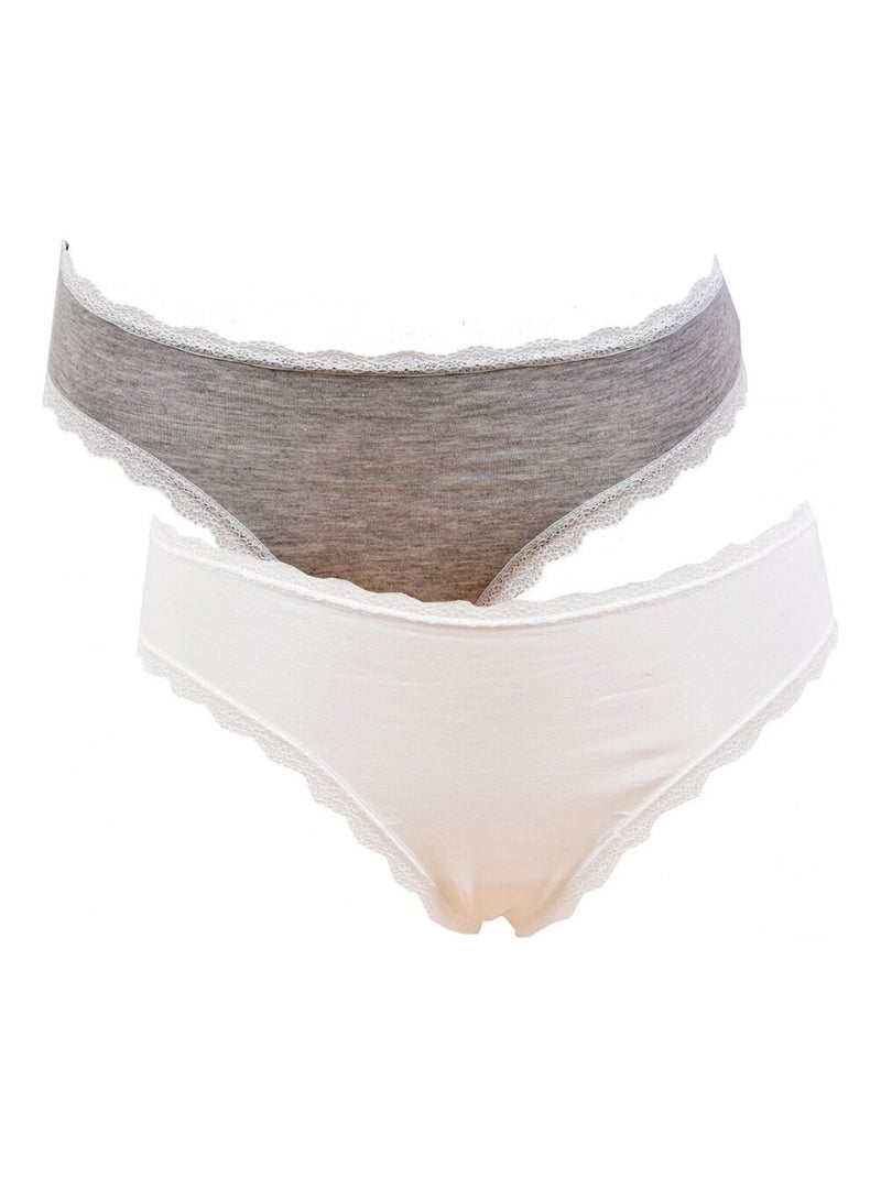 Culottes Femme MANOUKIAN Underwear - Pack de 2 Gris Blanc - Kiabi