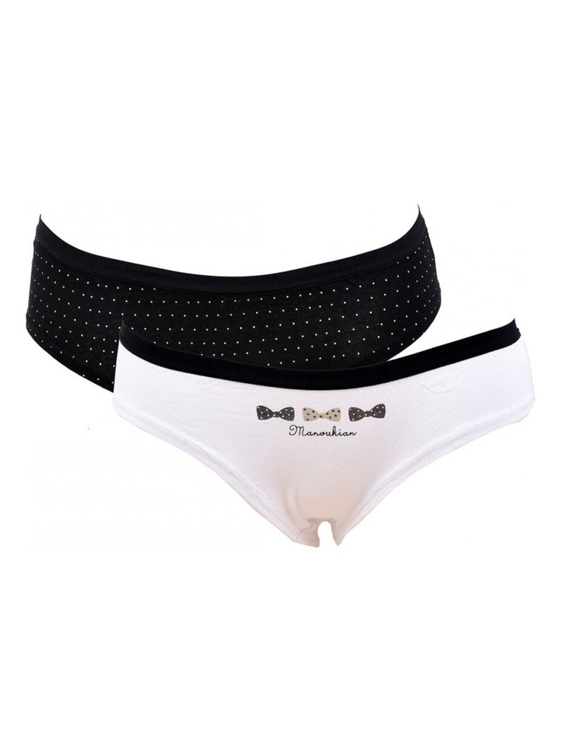 Culottes Femme MANOUKIAN Underwear - Pack de 2 Noir Blanc - Kiabi
