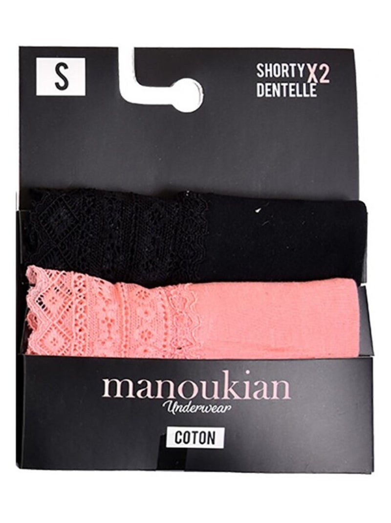 Culottes Femme MANOUKIAN Underwear - Pack de 2 Noir Rose - Kiabi