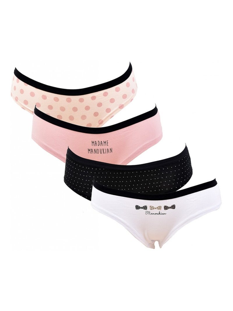 Culottes Femme MANOUKIAN Underwear - Pack de 4 Noir Rose Blanc - Kiabi