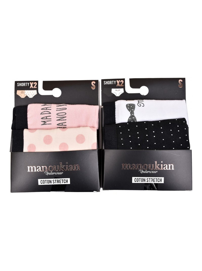 Culottes Femme MANOUKIAN Underwear - Pack de 4 Noir Rose Blanc - Kiabi