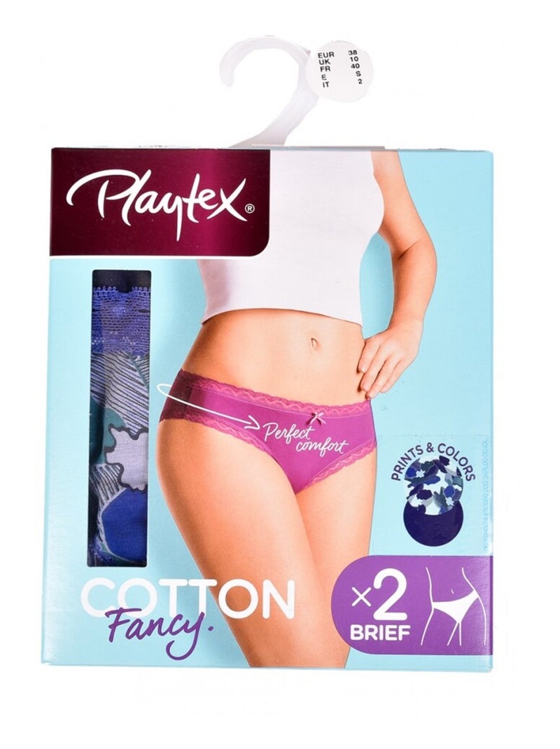 Culottes Femme PLAYTEX - Pack de 2 Blanc Violet - Kiabi