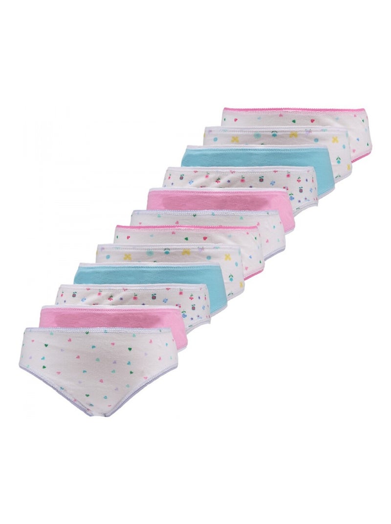 Culottes fille lot de 12 Blanc Multicolore Bleu - Kiabi