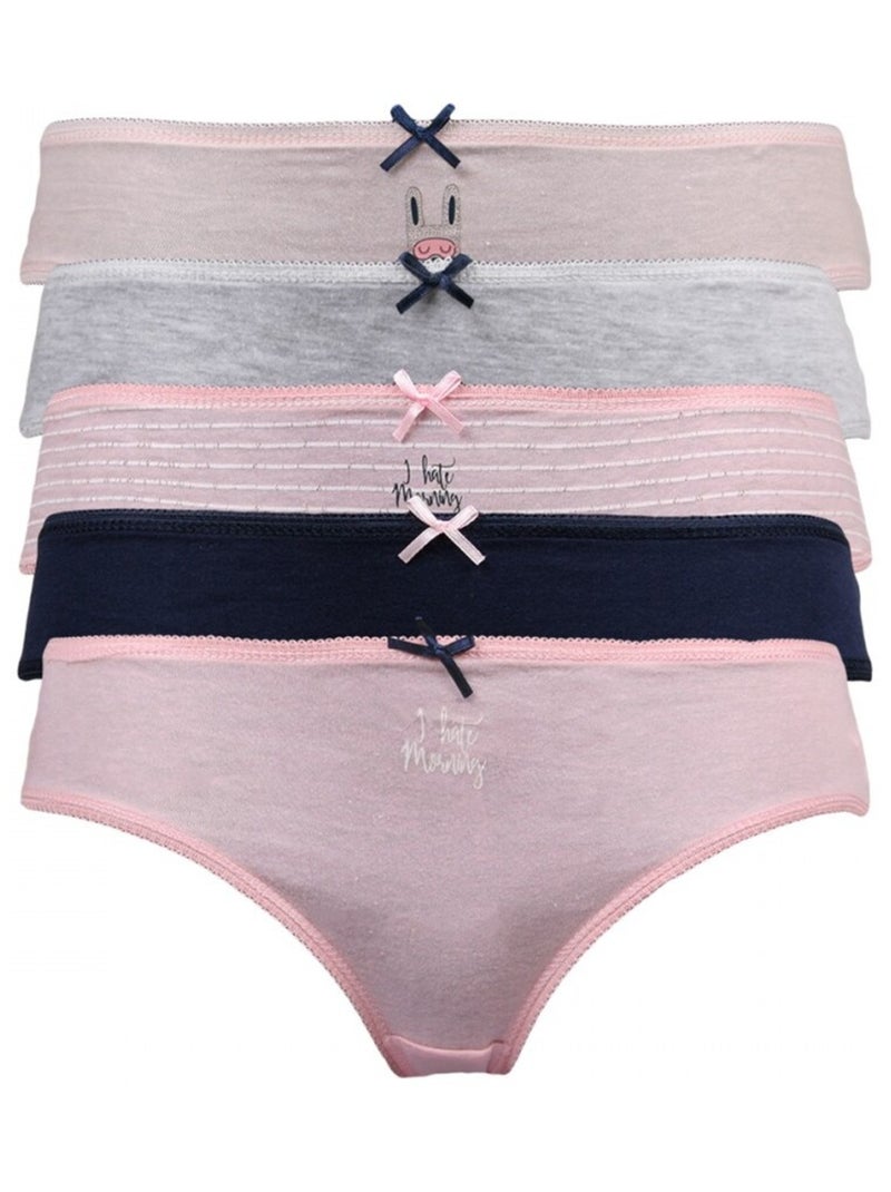 Culottes fille lot de 5 Gris Rose clair Bleu - Kiabi