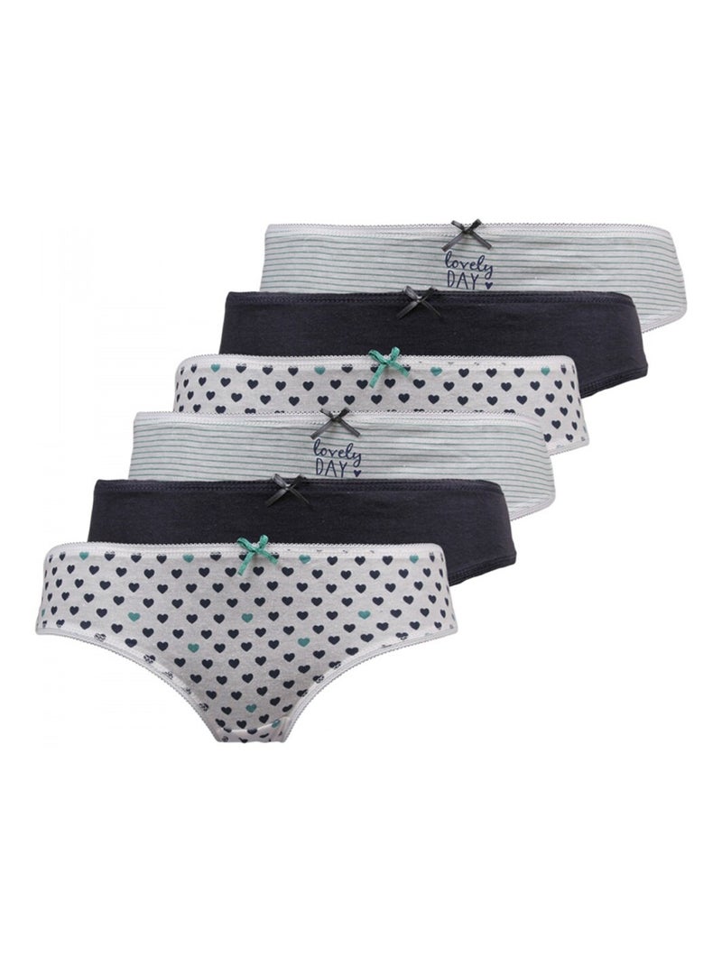 Culottes fille lot de 6 Blanc Bleu marine Blanc - Kiabi