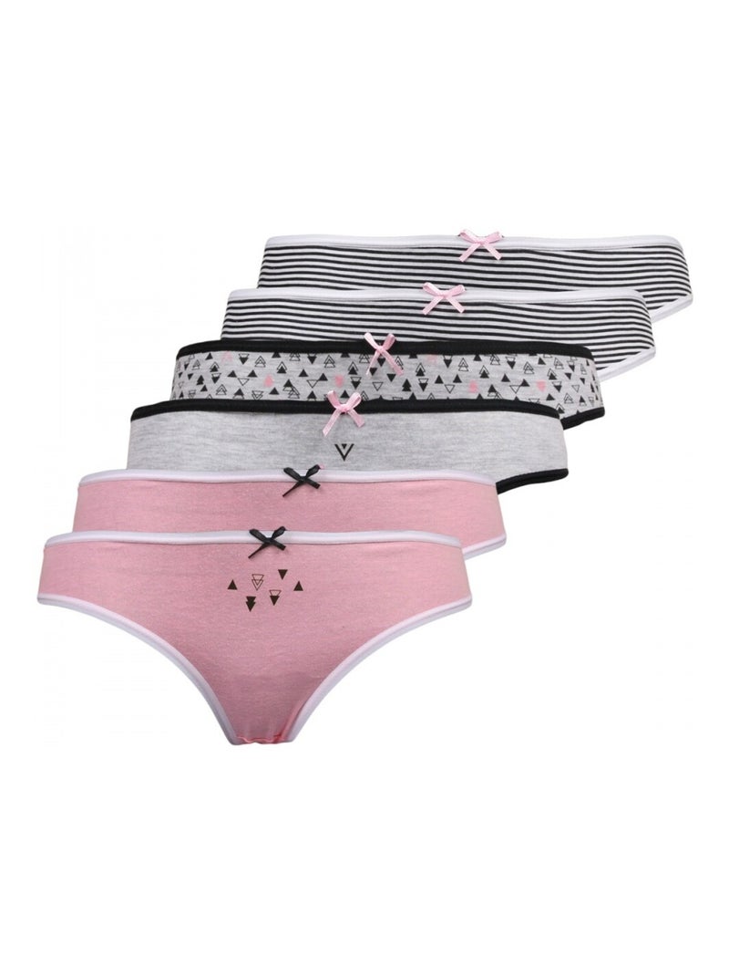 Culottes fille lot de 6 Gris Rose Blanc - Kiabi