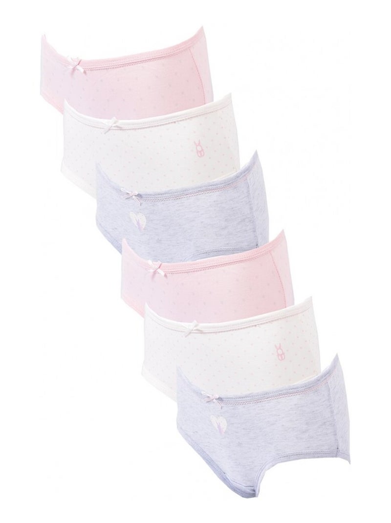 Culottes Fille TRESS - Pack de 6 Blanc Mauve Blanc - Kiabi