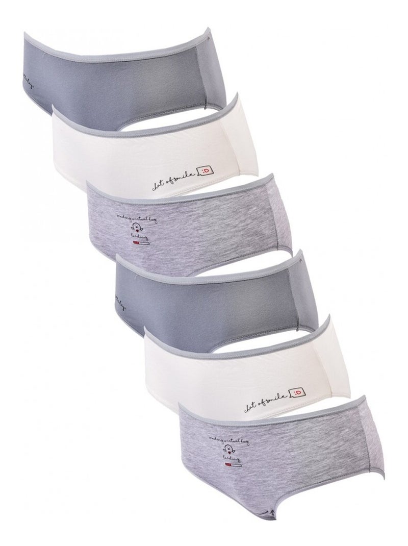 Culottes Fille TRESS - Pack de 6 Gris Blanc Gris - Kiabi
