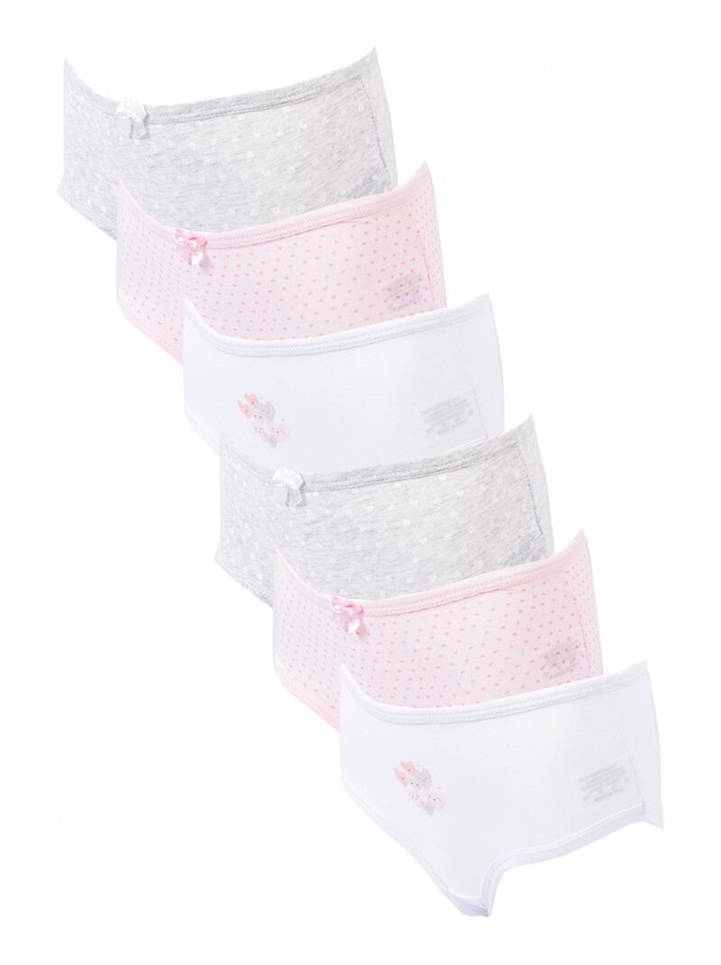 Culottes Fille TRESS - Pack de 6 Gris Rose Blanc - Kiabi