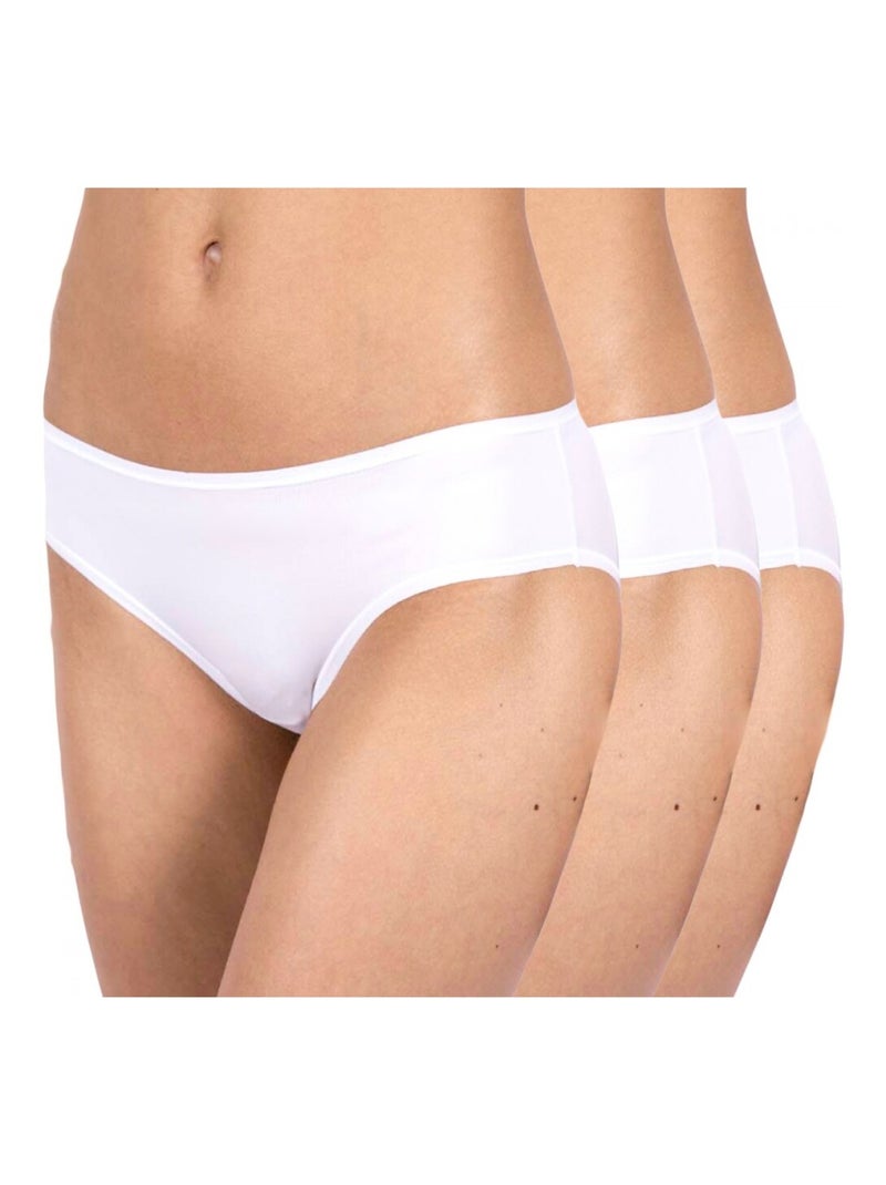 Culottes Haute microfibre Lot de 3 Blanc Rose Bleu - Kiabi