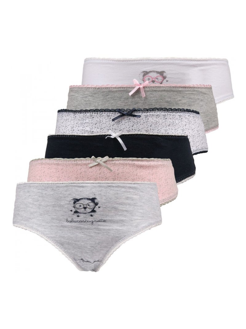 Culottes Lulu Castagnette fille lot de 6 Blanc Multicolore Gris - Kiabi