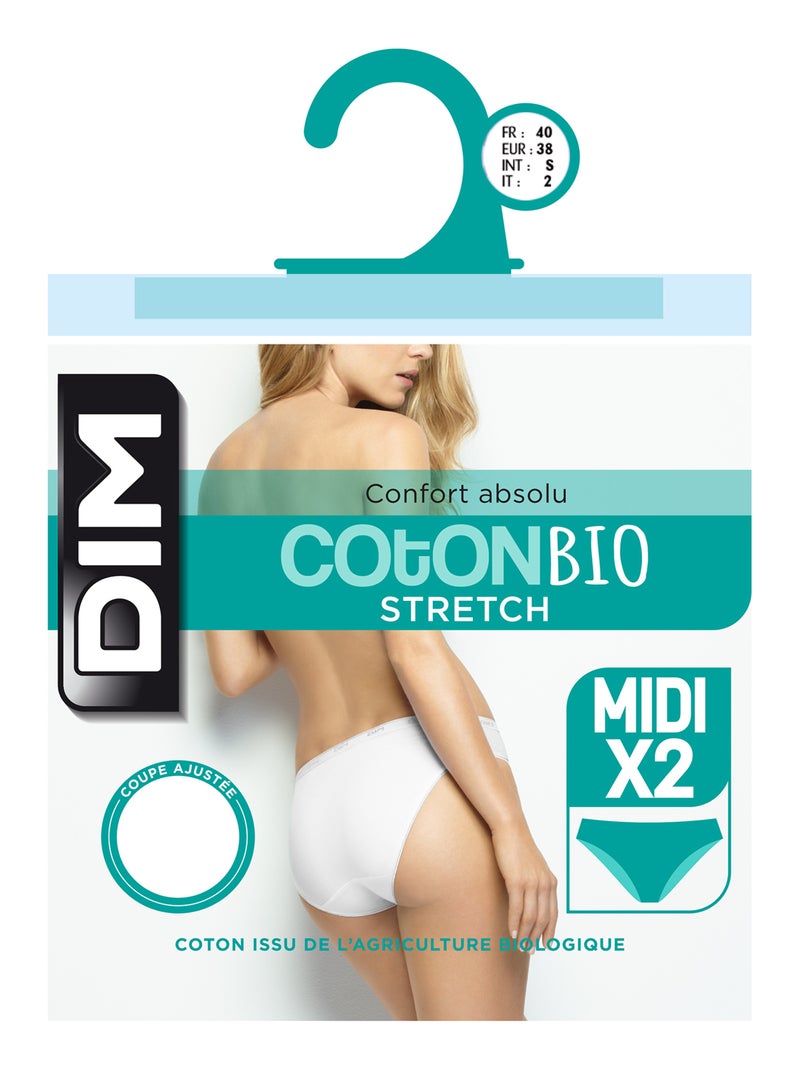 Culottes midi biologique COTON PLUS, lot de 2 Blanc - Kiabi