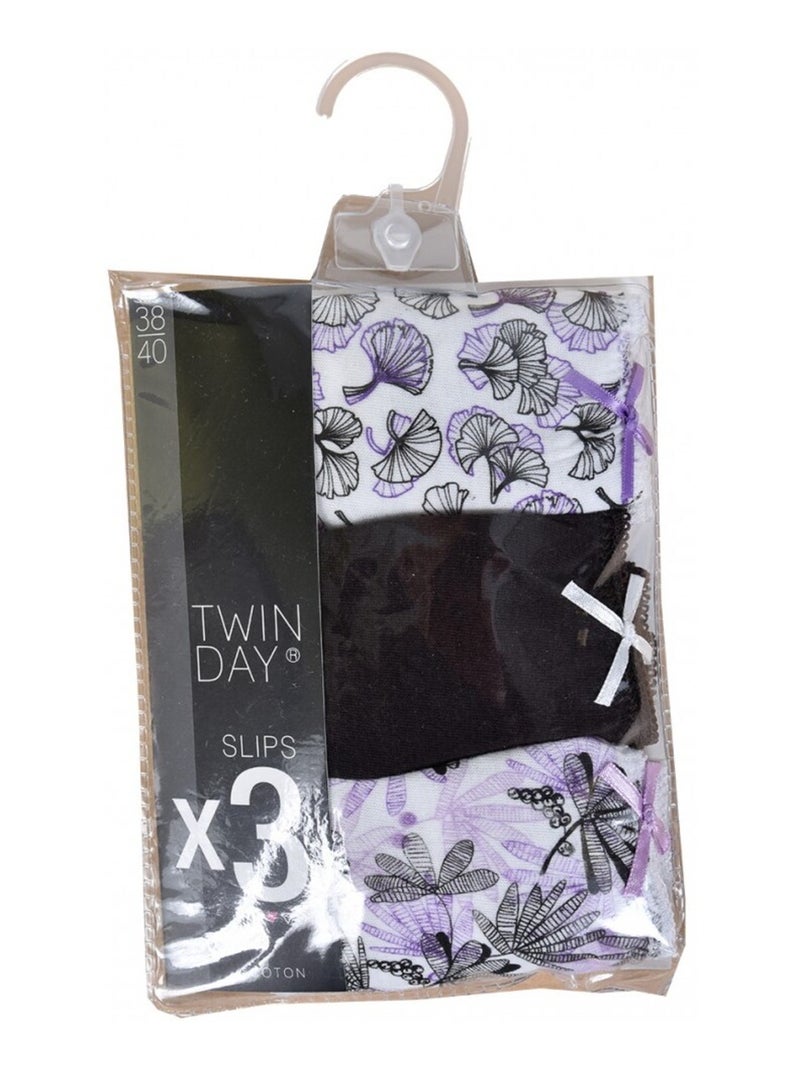 Culottes pour femme TWINDAY  - Pack de 3 Blanc Noir Blanc - Kiabi