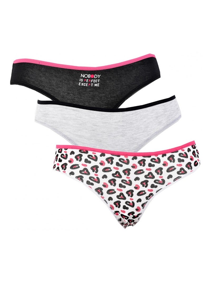 Culottes pour femme TWINDAY  - Pack de 3 Noir Rose Blanc - Kiabi
