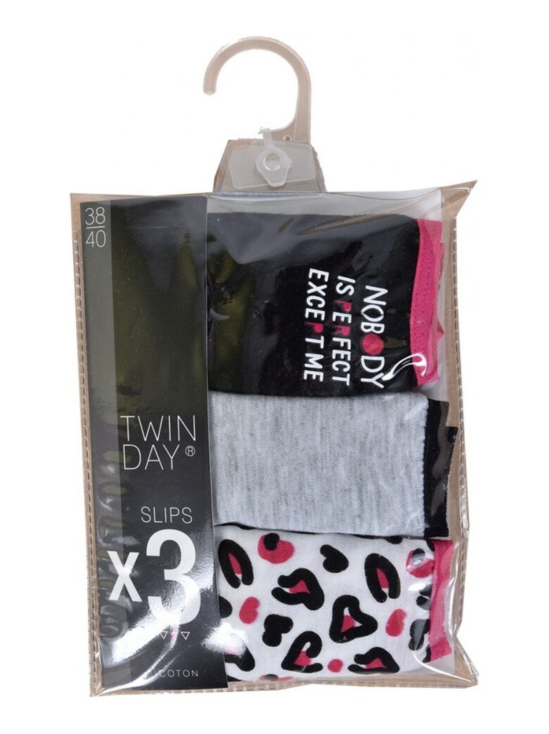 Culottes pour femme TWINDAY  - Pack de 3 Noir Rose Blanc - Kiabi