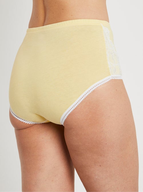 Culottes taille haute coton et dentelle - Afibel - Kiabi