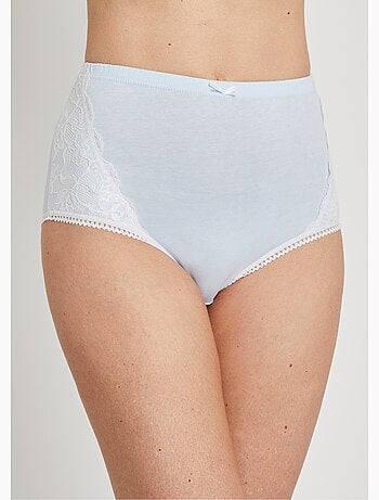 Culottes taille haute coton et dentelle - lot de 3 - Afibel