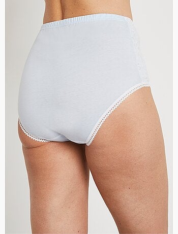 Culottes taille haute coton et dentelle - lot de 3 - Afibel