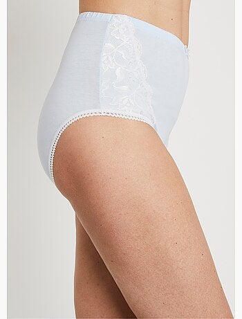 Culottes taille haute coton et dentelle - lot de 3 - Afibel