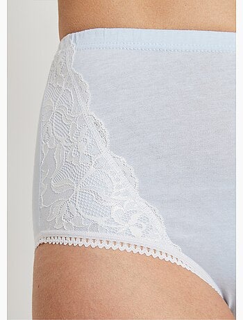 Culottes taille haute coton et dentelle - lot de 3 - Afibel