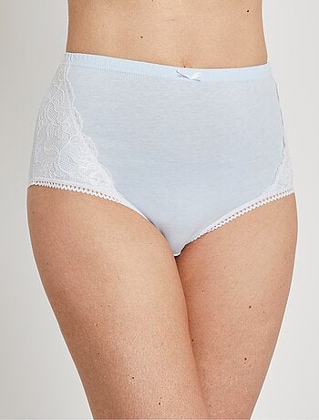 Culottes taille haute coton et dentelle - lot de 3