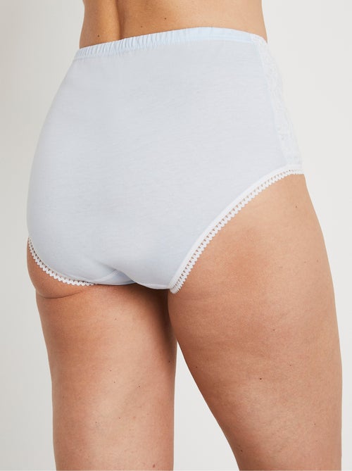 Culottes taille haute coton et dentelle - lot de 3 - Kiabi