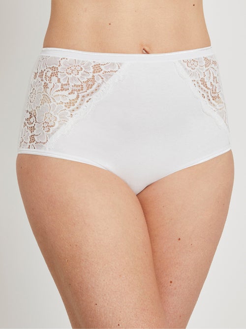 Culottes taille haute dentelle - lot de 2 - Afibel - Kiabi
