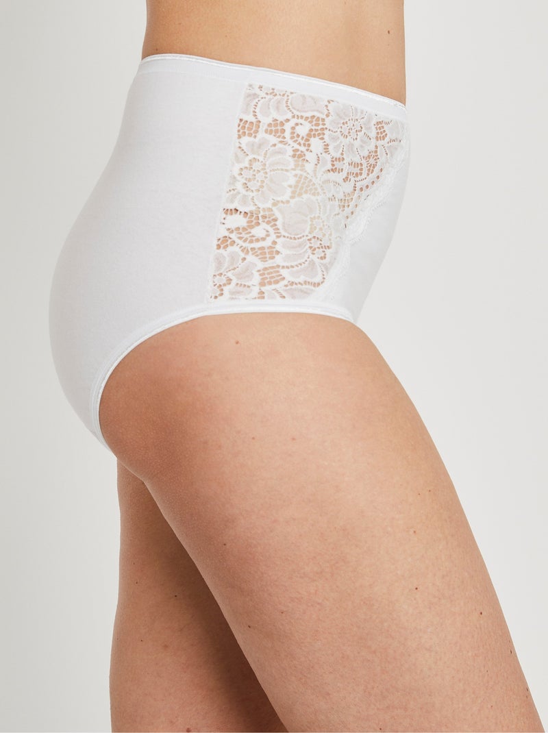 Culottes taille haute dentelle - lot de 2 - Afibel Blanc - Kiabi
