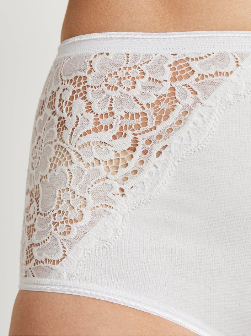 Culottes taille haute dentelle - lot de 2 - Afibel Blanc - Kiabi