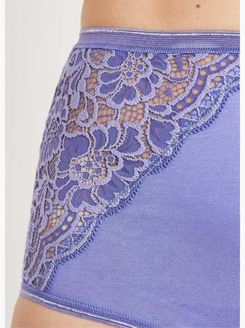 Culottes taille haute dentelle - lot de 2 - Afibel Lavande - Kiabi