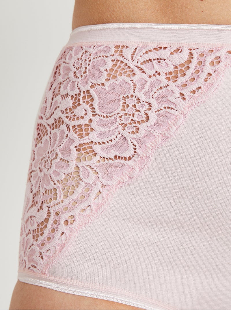 Culottes taille haute dentelle - lot de 2 - Afibel Rose - Kiabi