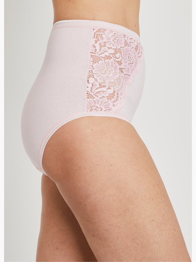 Culottes taille haute dentelle - lot de 2 - Afibel Rose lotus - Kiabi