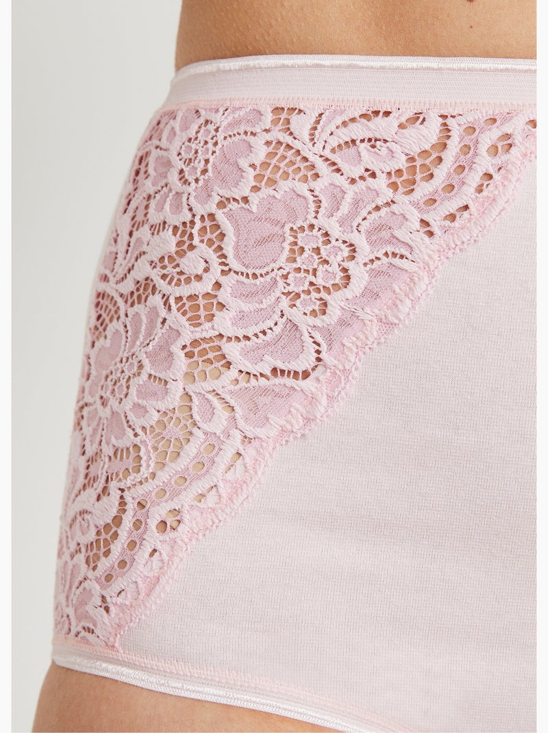Culottes taille haute dentelle - lot de 2 - Afibel Rose lotus - Kiabi