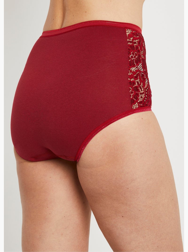 Culottes taille haute dentelle - lot de 2 - Afibel Rouge carmin - Kiabi