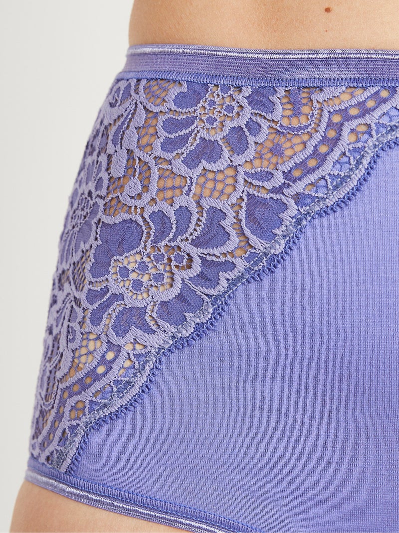 Culottes taille haute dentelle - lot de 2 - Afibel Violet - Kiabi
