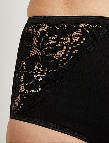Culottes taille haute dentelle - lot de 2