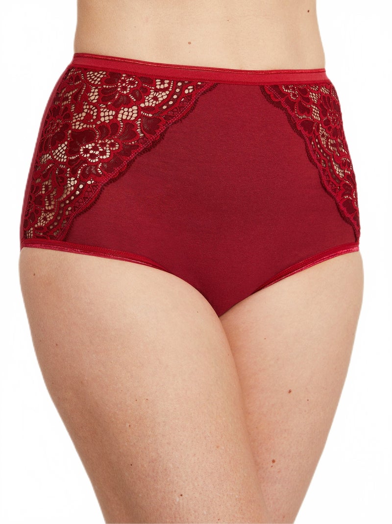 Culottes taille haute dentelle - lot de 2 Rouge - Kiabi