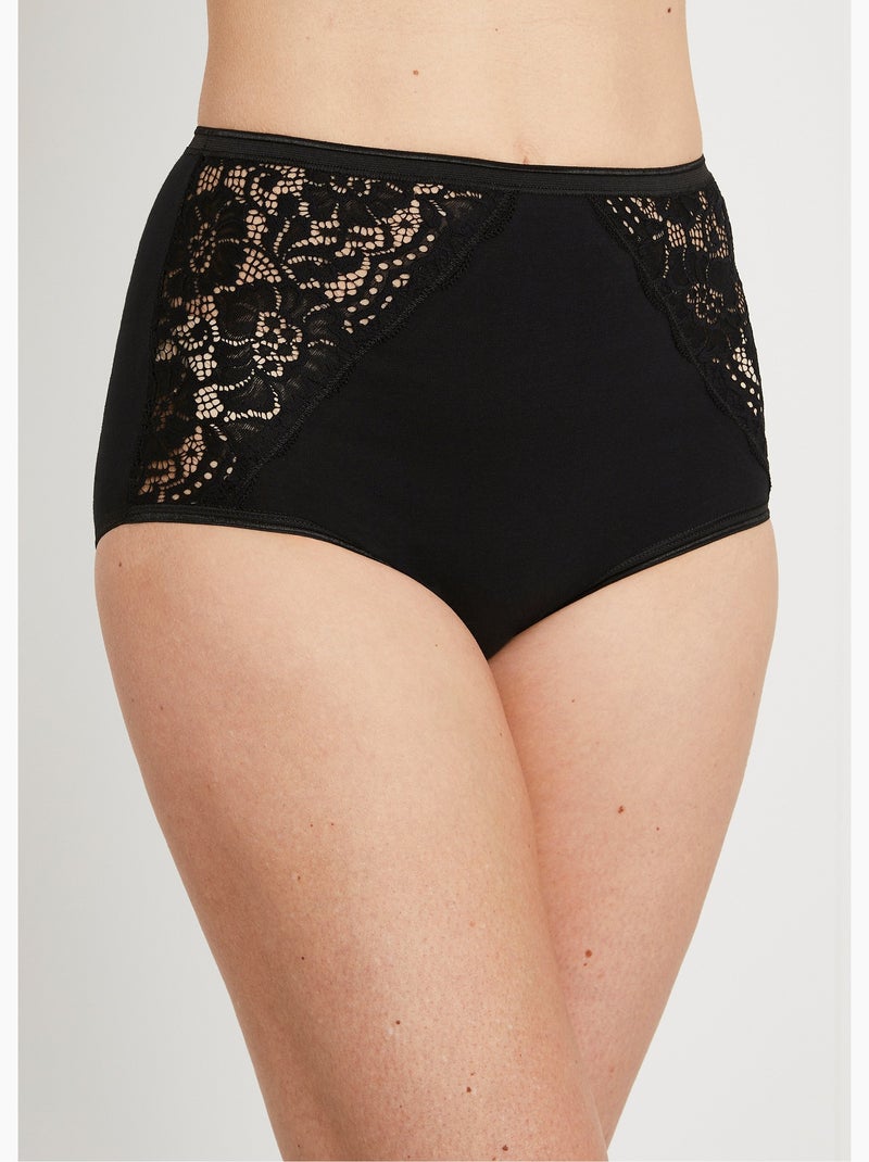 Culottes taille haute dentelle Noir Femme Kiabi