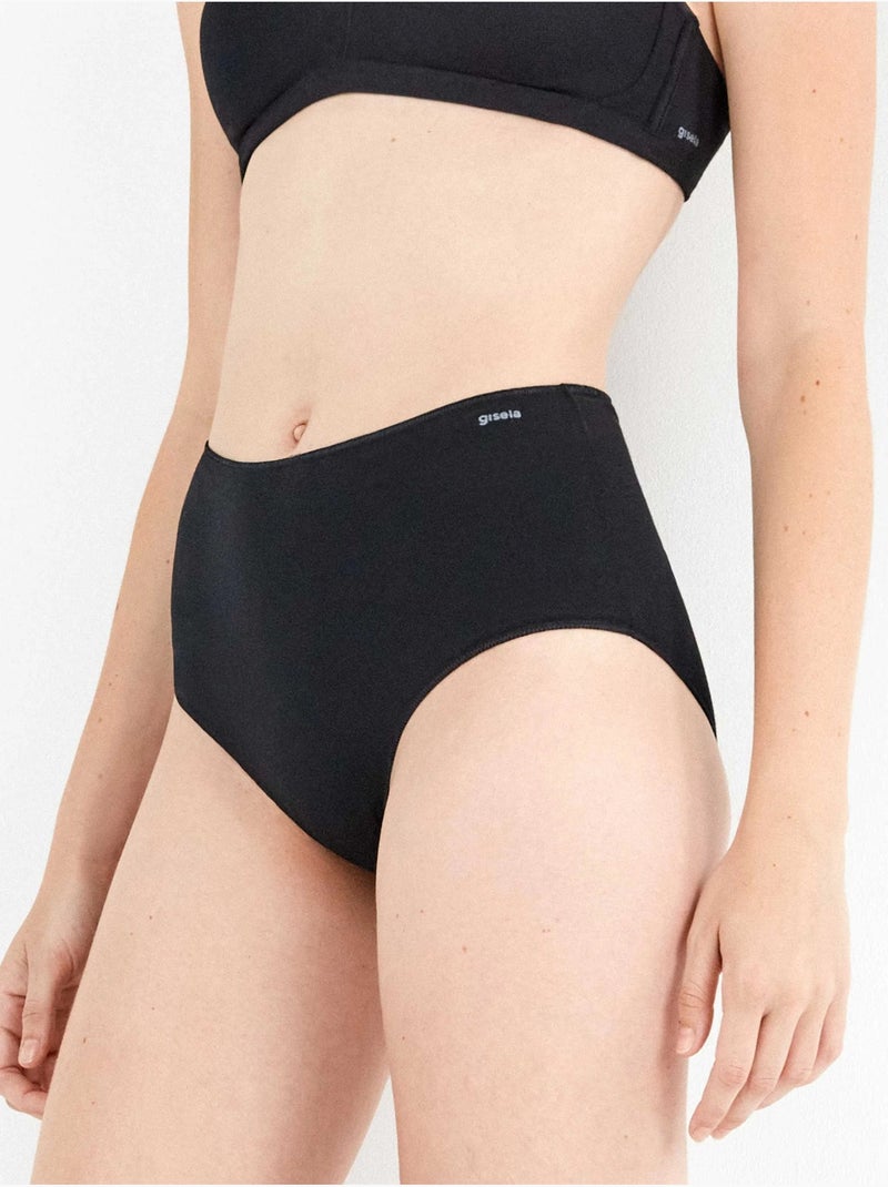 culottes taille haute en coton bio Noir - Kiabi