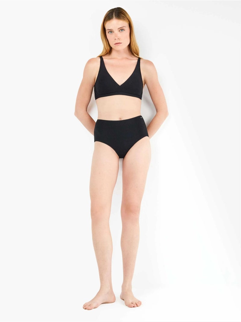 culottes taille haute en coton bio Noir - Kiabi